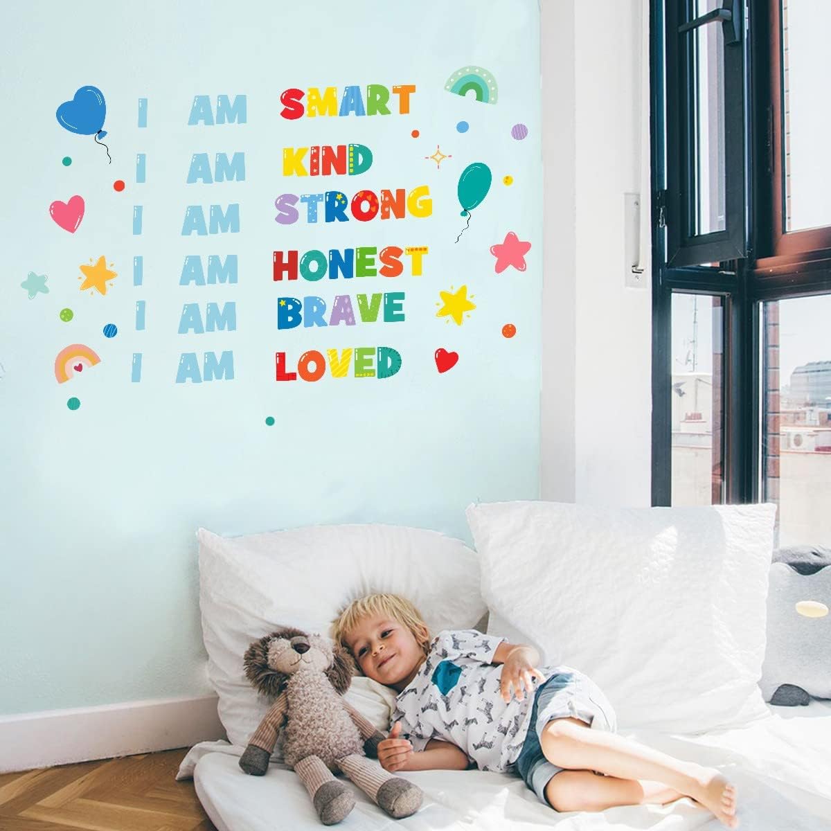 Detalle de TOARTi Colorful Rainbow Motivational Quotes Wall Stickers for Kids