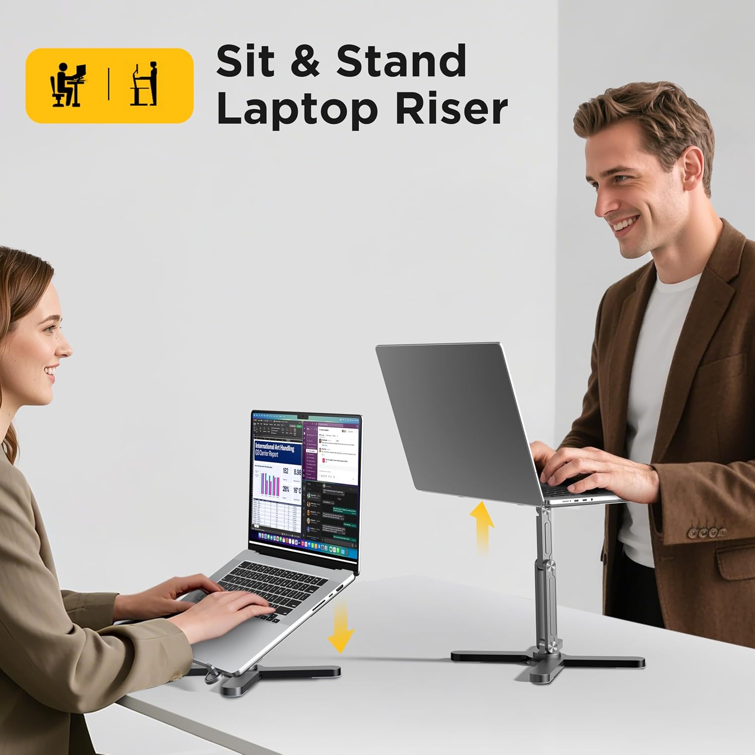 Detalle de FoldWise X Premium Laptop Stand for Desk – 100% Aluminium, 11–18” Compatible, 360° Rotating & Adjustable