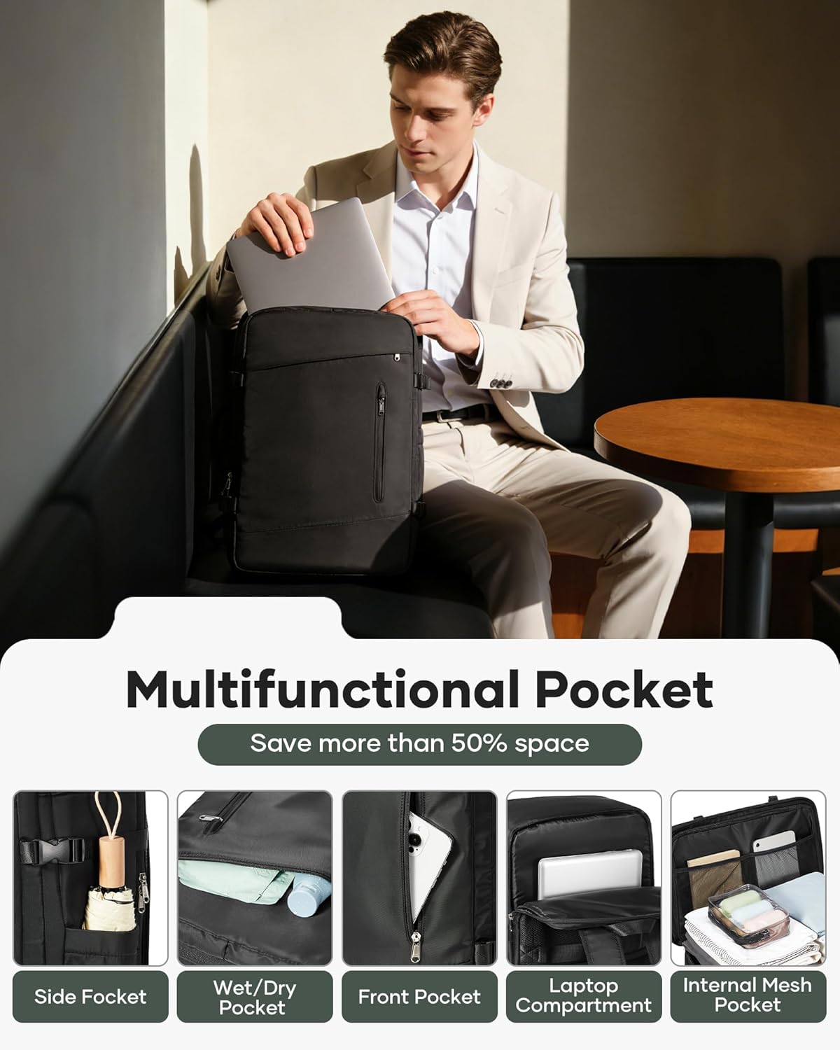 Thumbnail 5 de VECAVE Vacuum Travel Backpack Garment Bag Large Suit Bag for Travel