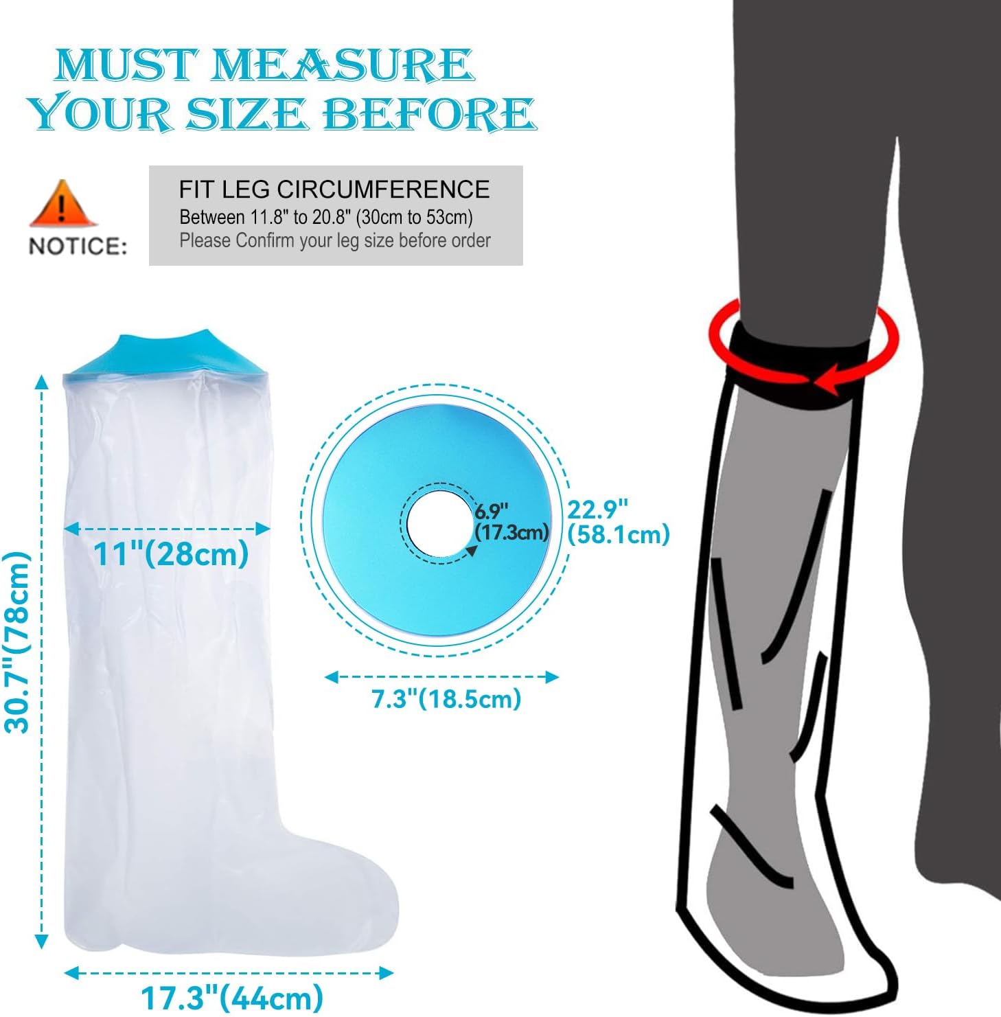 Thumbnail 2 de Asunby Leg Cast Covers for Shower - Adult Waterproof Full Leg Cast Protector