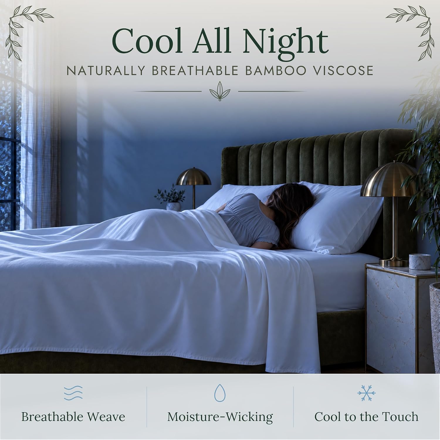 Detalle de DECOLURE Bamboo Viscose Queen Sheets 17"