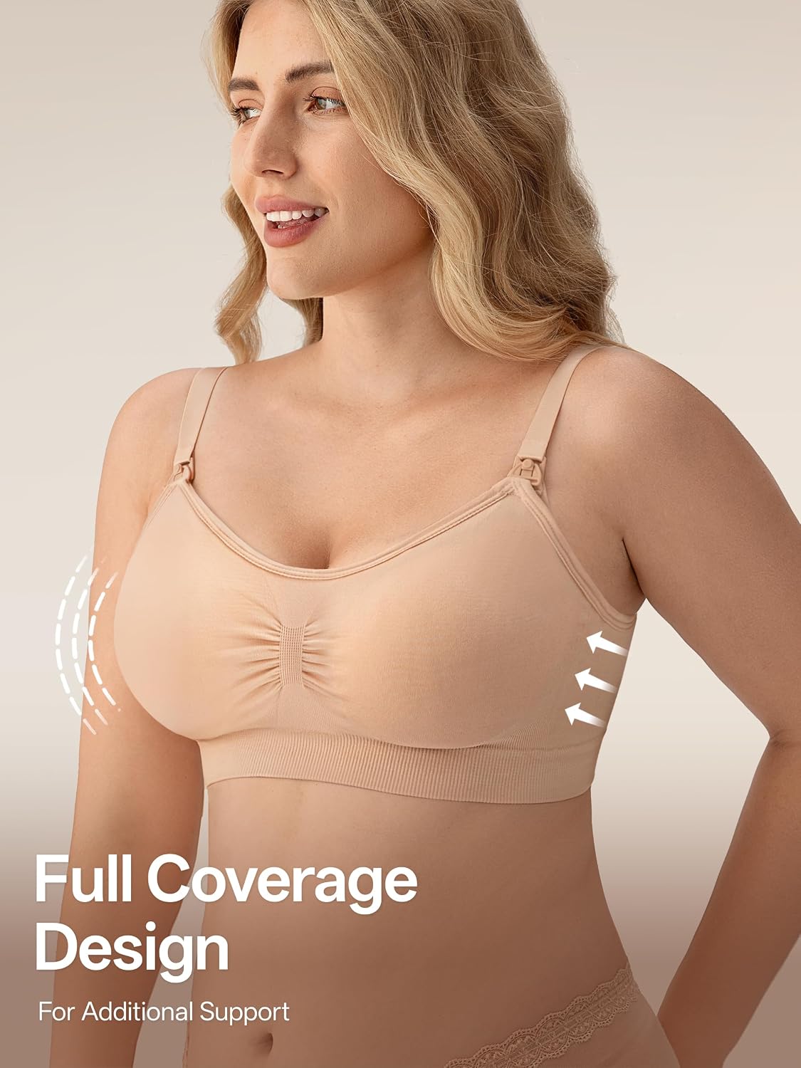 Detalle de Angelhood Women’s Nursing Bras, 5-Pack, Seamless Wireless V-Neck