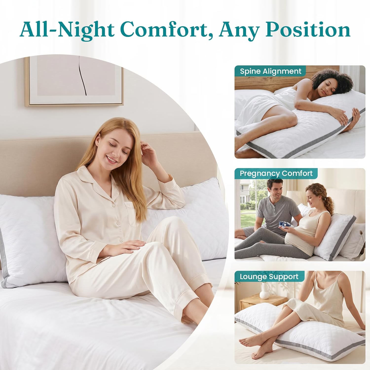 Thumbnail 6 de Oubonun Adjustable Full Body Pillow for Side Sleepers, Polyester Fill
