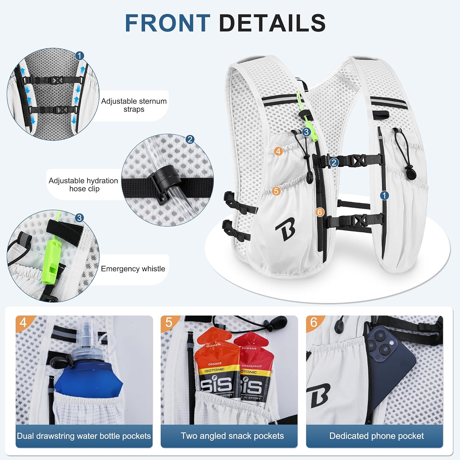 Thumbnail 1 de BECOJADDE Running Vest 5L hydration pack