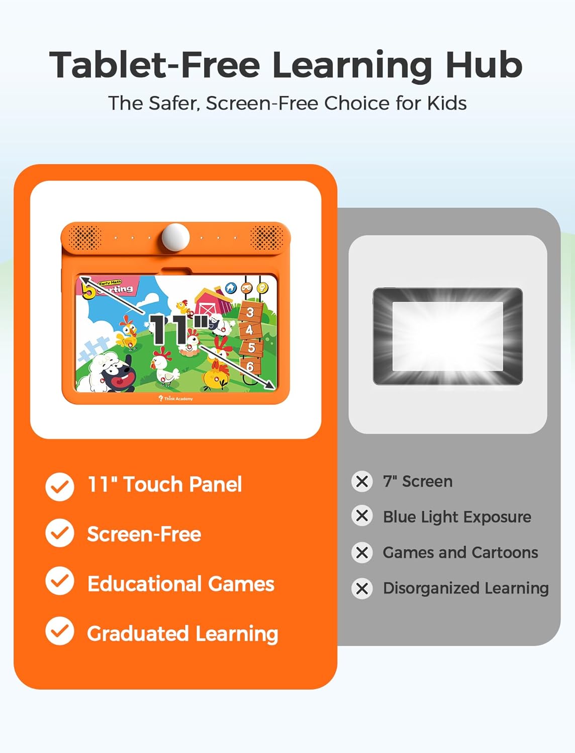 Detalle de Think Academy Learning Pad – Screen-Free Tablet with Flash Cards for Alphabet, Numbers, Early Math, Logic, Nature & Daily Life (Ages 3–5)