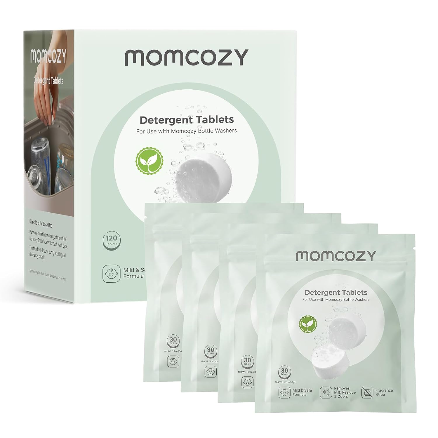 Detalle de Momcozy Official Detergent Tablets for Momcozy Bottle Washers, 120 Tablets