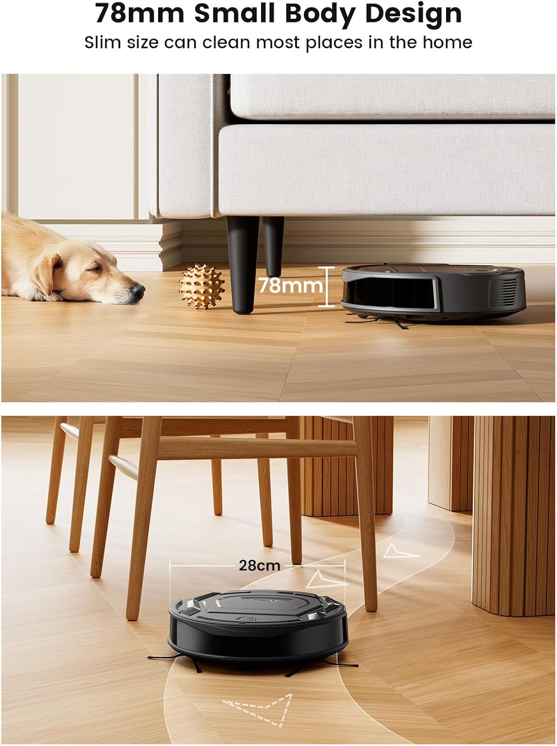 Detalle de Lefant M210 Pro Robot Vacuum: Slim, powerful 4000Pa suction for pet-friendly homes