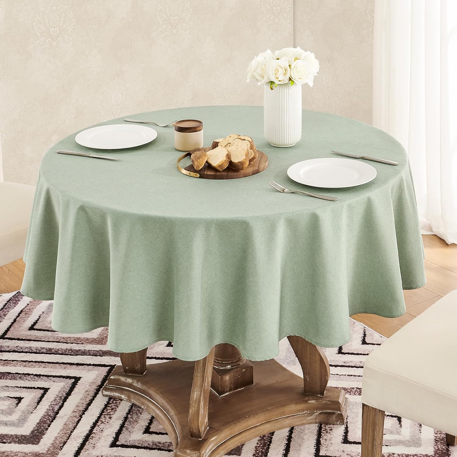 Detalle 2 de Veblandy Round Tablecloth, 60-Inch