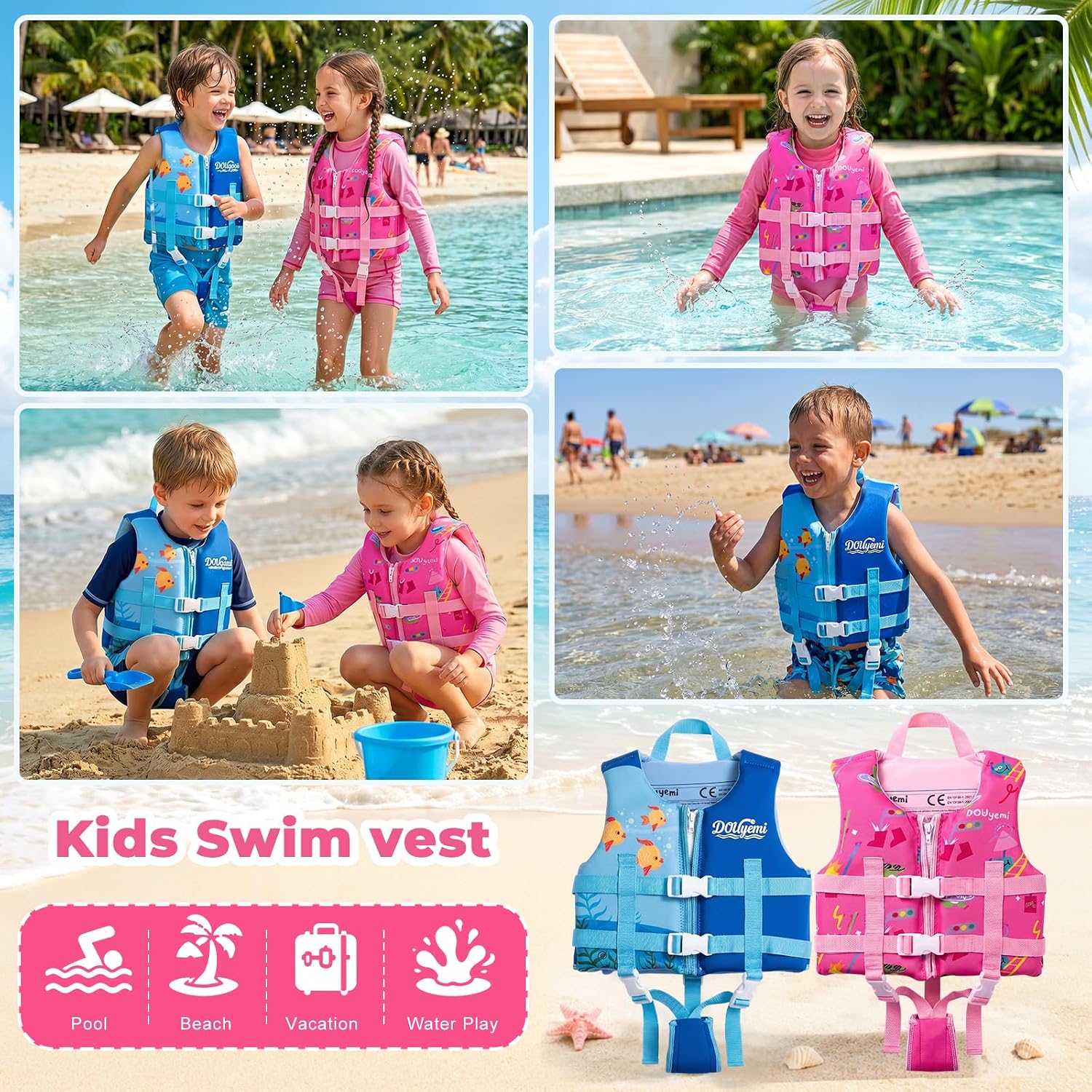 Thumbnail 6 de Kids Swim Vest Float Jacket: Adjustable Safety Swim Aids for 2–9 Years