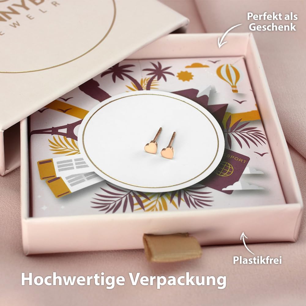 Thumbnail 5 de BONNYBIRD Herz-Ohrringe aus Edelstahl – hypoallergen, wasserfest, in Rosegold, Silber oder Gold matt