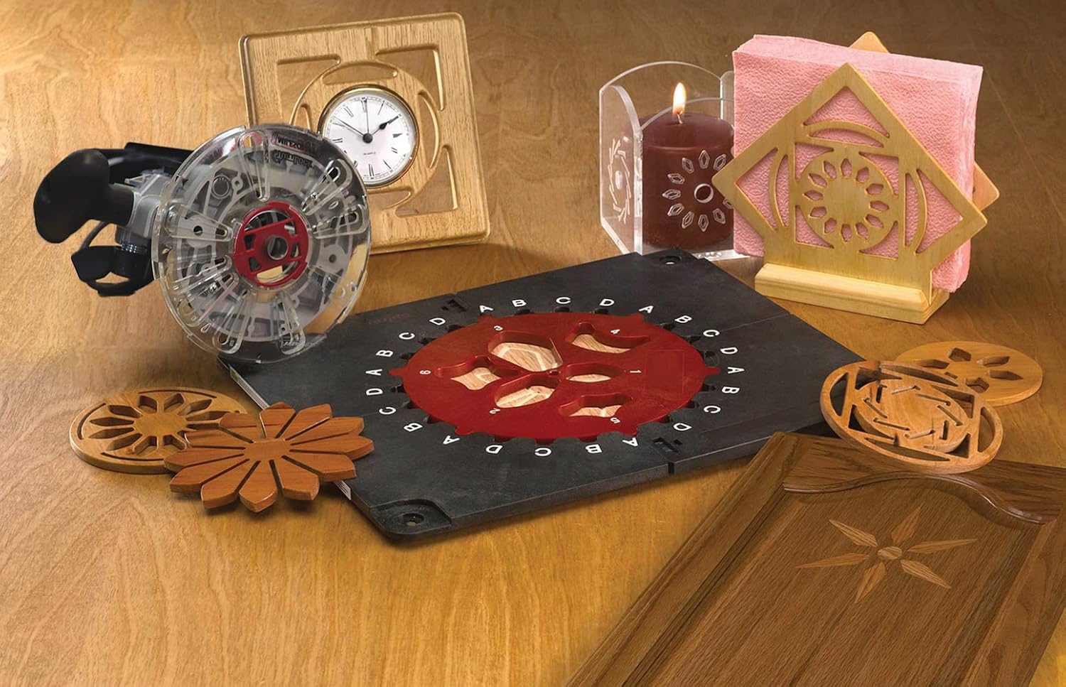 Detalle 1 de Milescraft 1207 Design/Inlay Kit – zestaw szablonów do frezarki z poliwęglanu