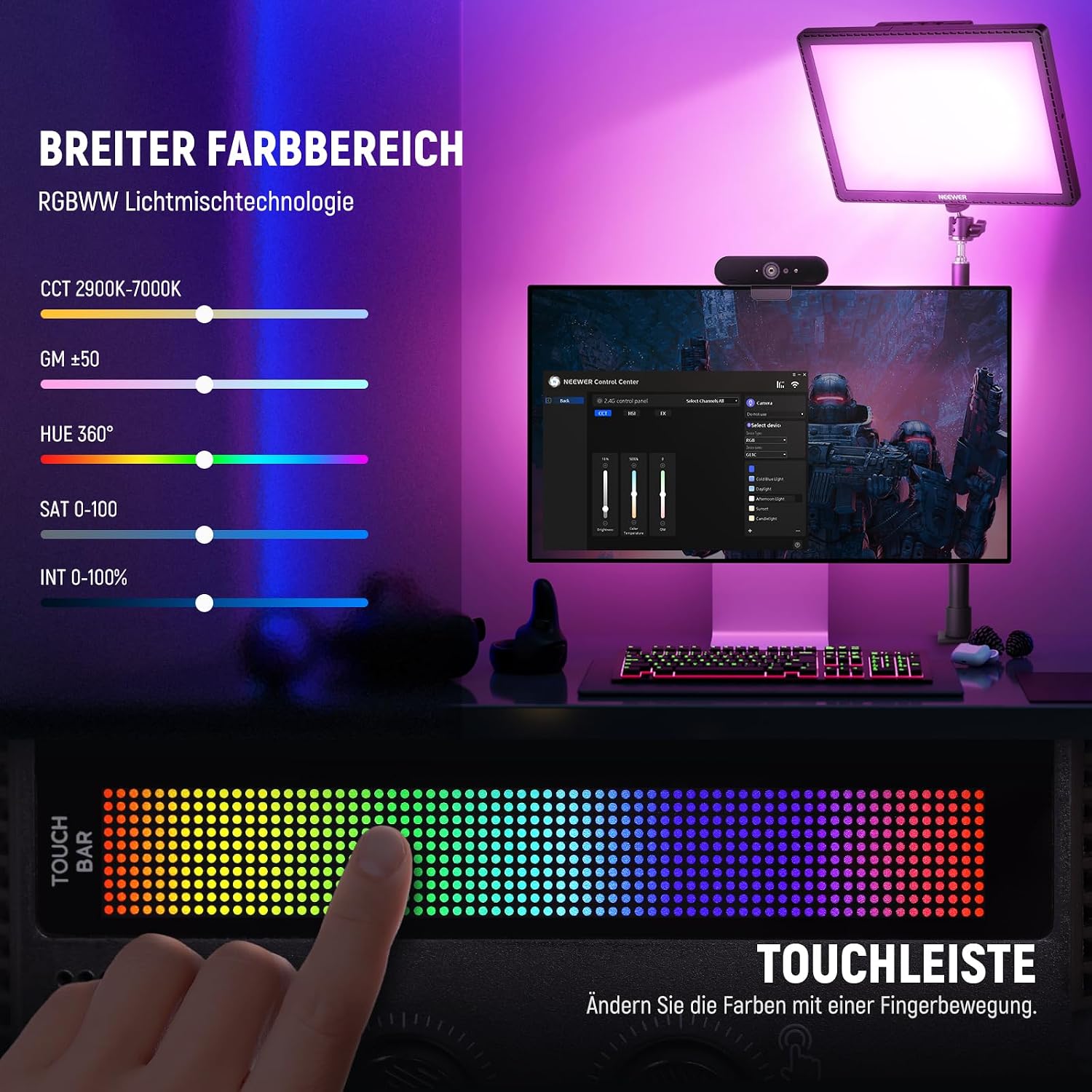 Thumbnail 2 de NEEWER GL1C RGB Key Light 48W