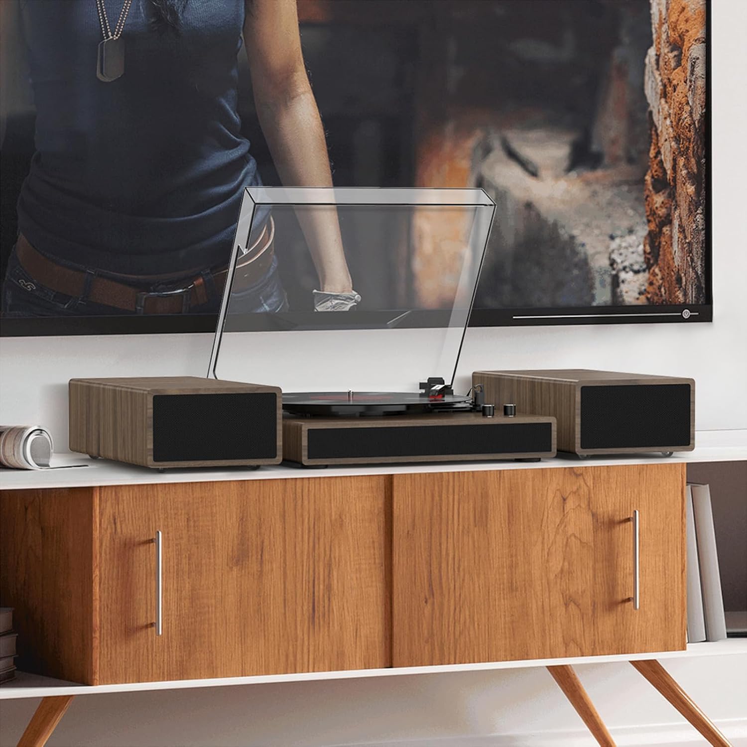 Detalle 2 de RetroAudio Belt-Drive Record Player with Bluetooth, 3 Speeds and Dual Speakers