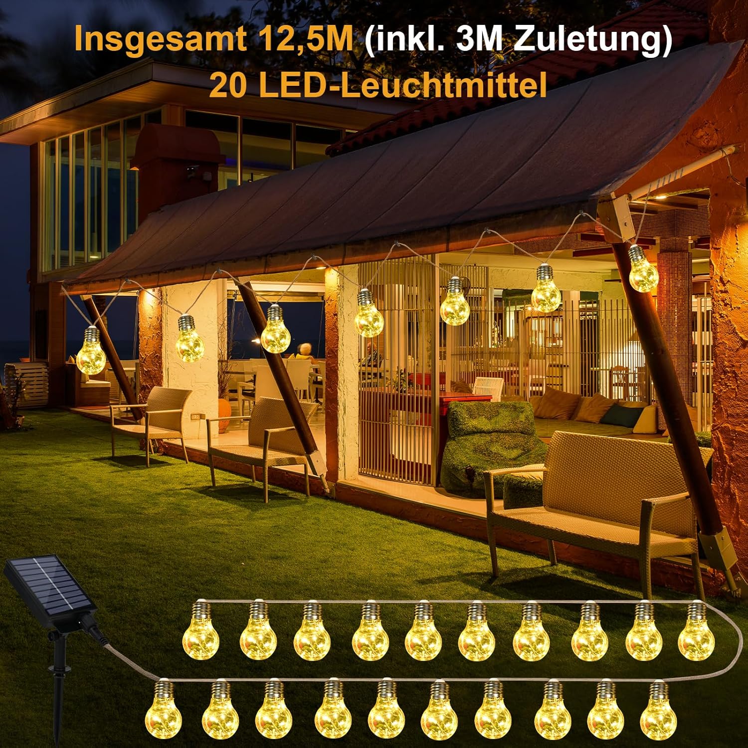 Thumbnail 3 de Goffii Solar Lichterkette Außen 12,5 m