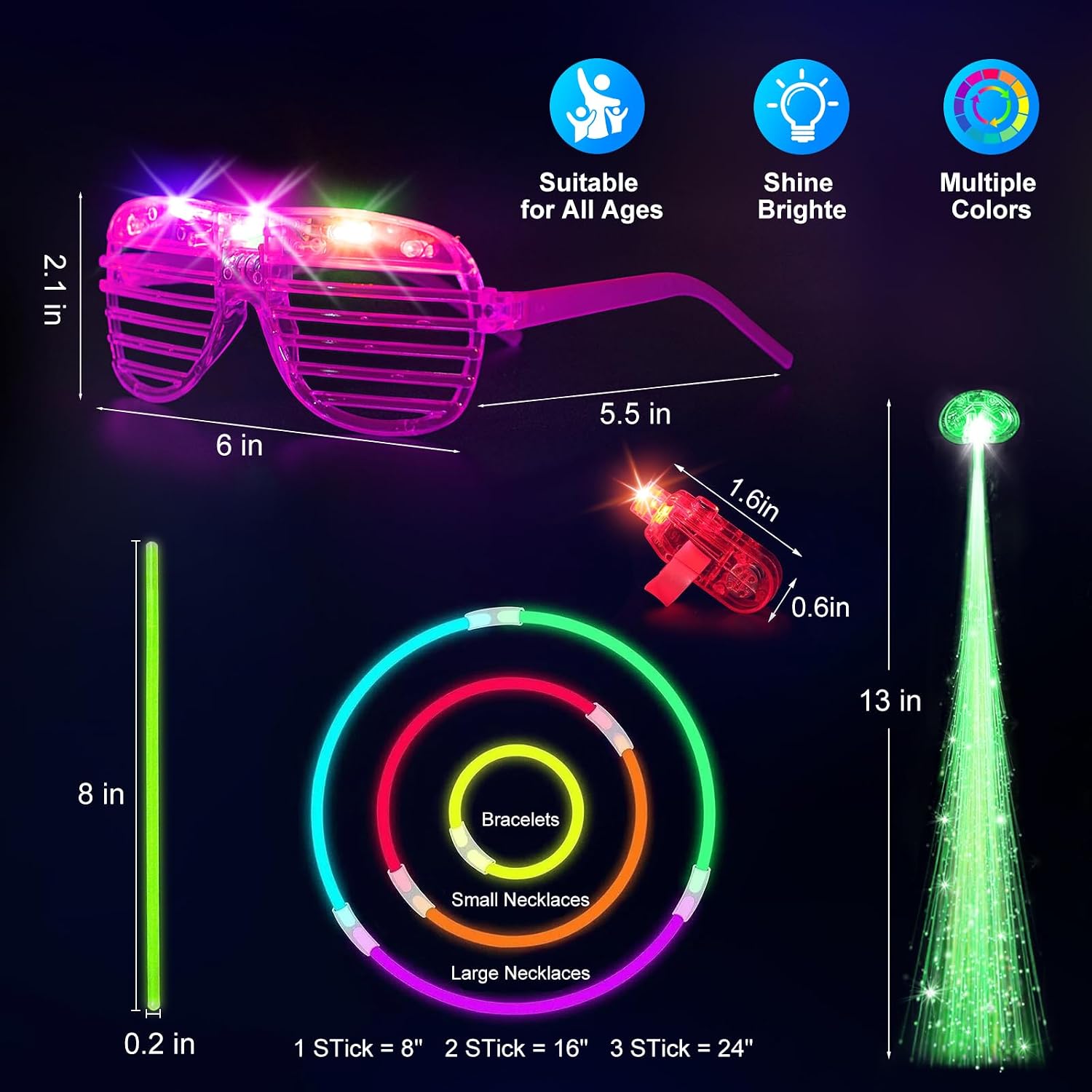 Detalle de SHQDD Glow Party Supplies 158 PCS