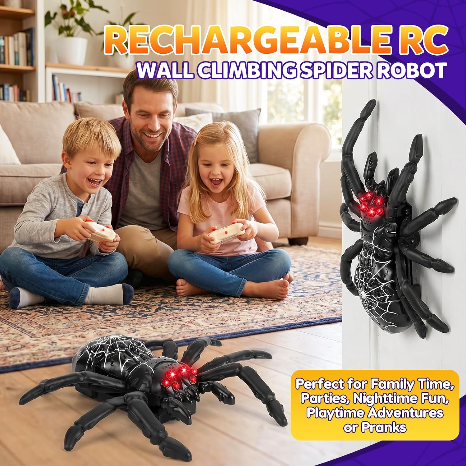 Detalle 2 de Wall Crawling Spider RC: Rechargeable Wall Climbing Spider for Fun and Pranks