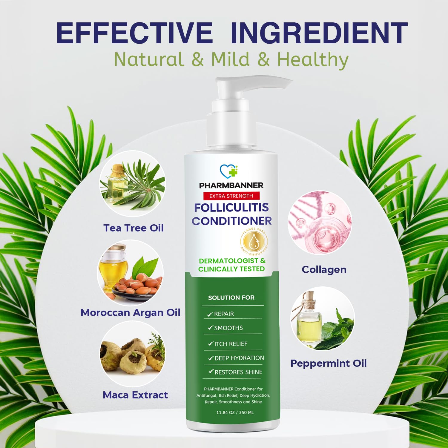 Thumbnail 3 de PHARMBANNER Folliculitis Itch Relief Conditioner with Tea Tree Oil & Moroccan Argan Oil
