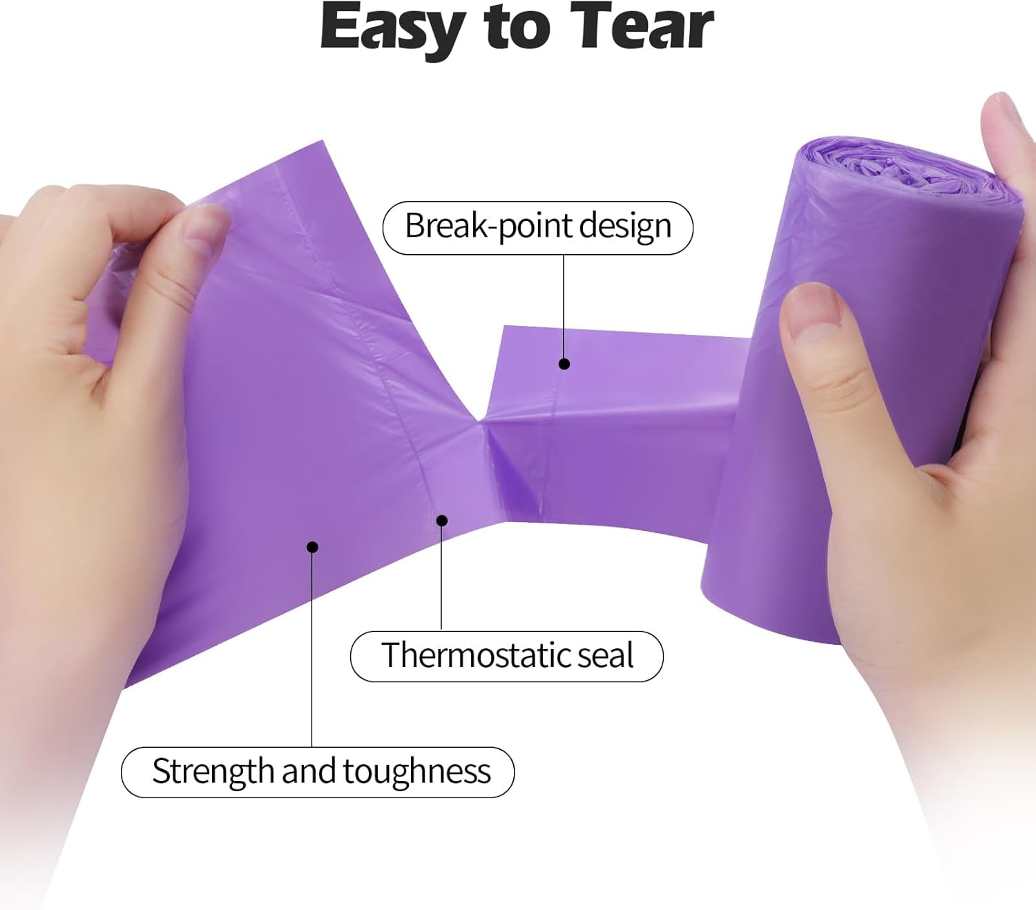 Thumbnail 3 de 10L Portable Bin Bags 60 Count Purple