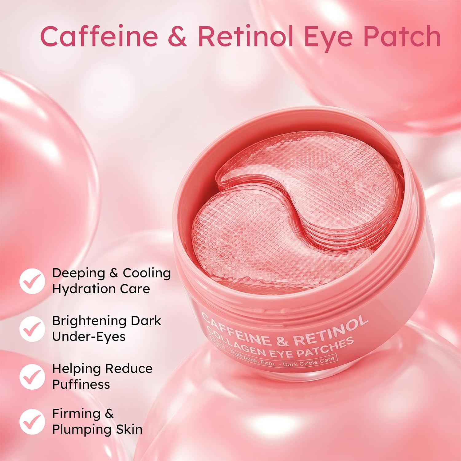 Detalle 2 de Ossjds Retinol Caffeine Eye Patches with Collagen, Peptides, 60 Count