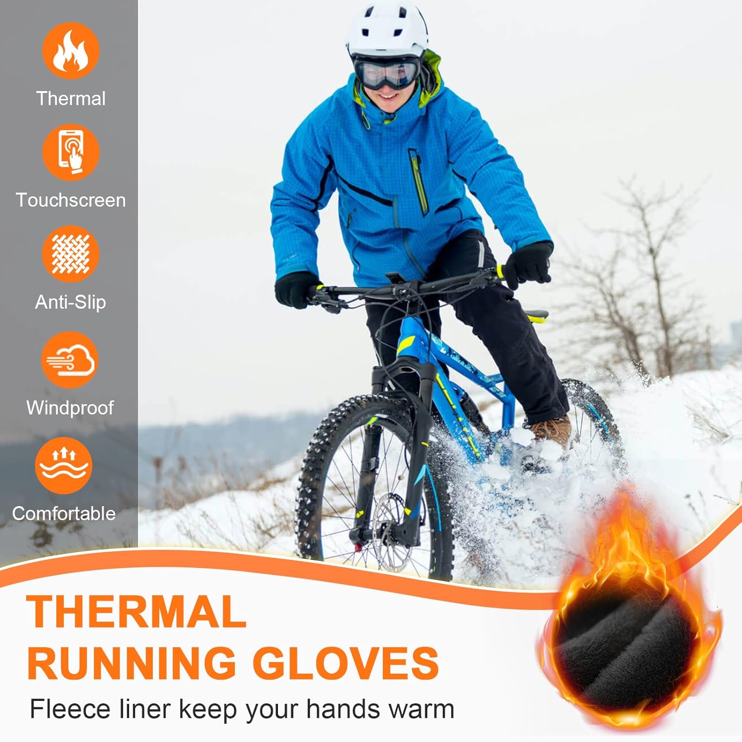 Detalle 2 de Natugloe Running Gloves touchscreen anti‑slip cycling gloves