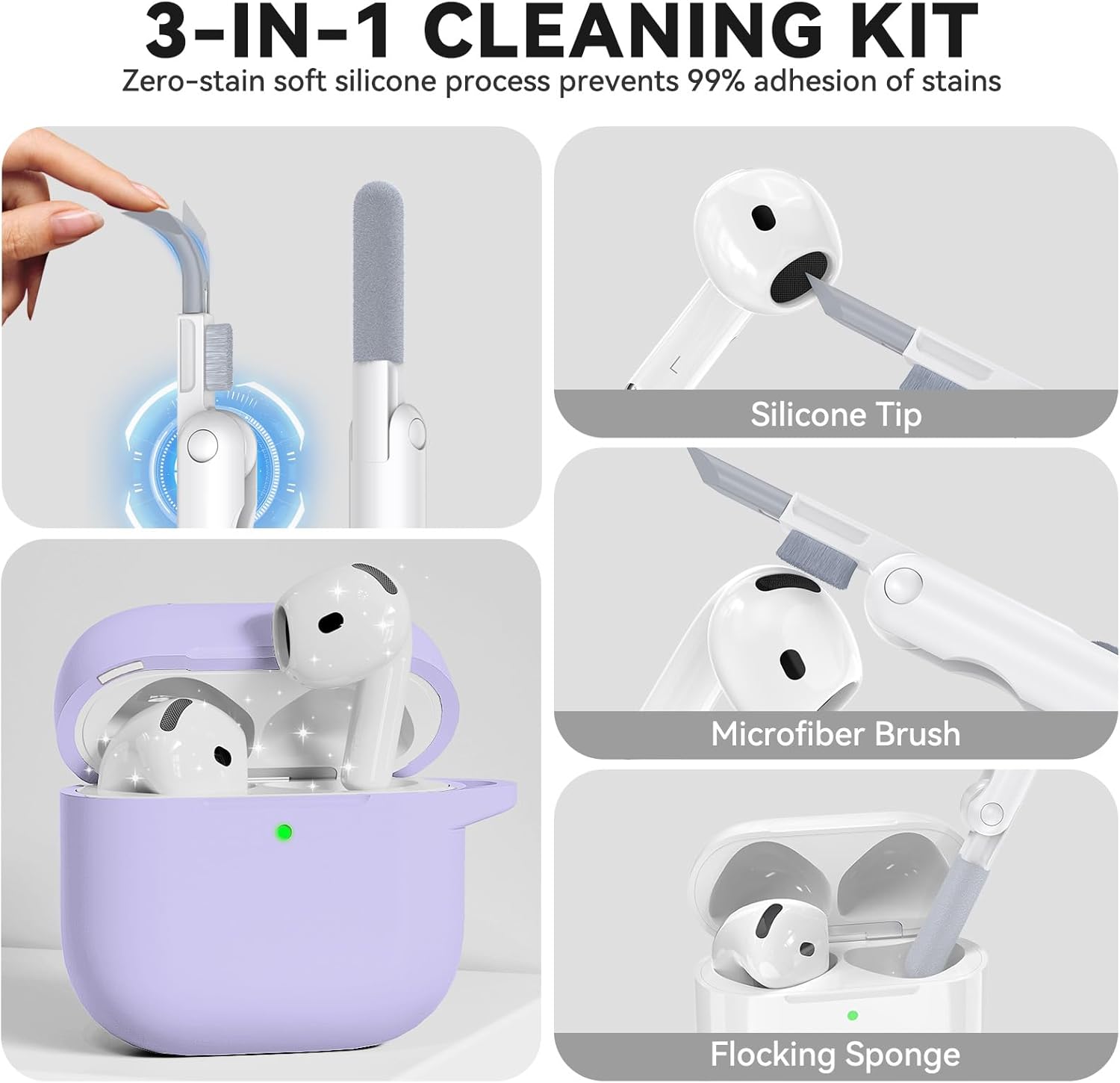 Detalle de TNSNK Hülle für AirPods 4 (2024) – Silikon Stoßfest, Magnetic Lid, Wireless Charging Unterstützung