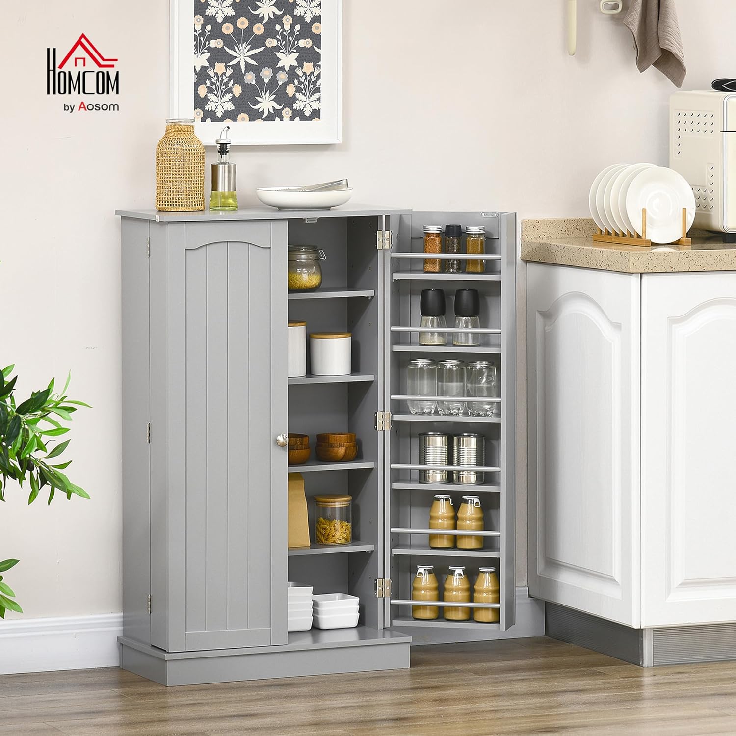 Thumbnail 1 de HOMCOM Armoire de Cuisine Buffet 60 x 30 x 104 cm – Gris