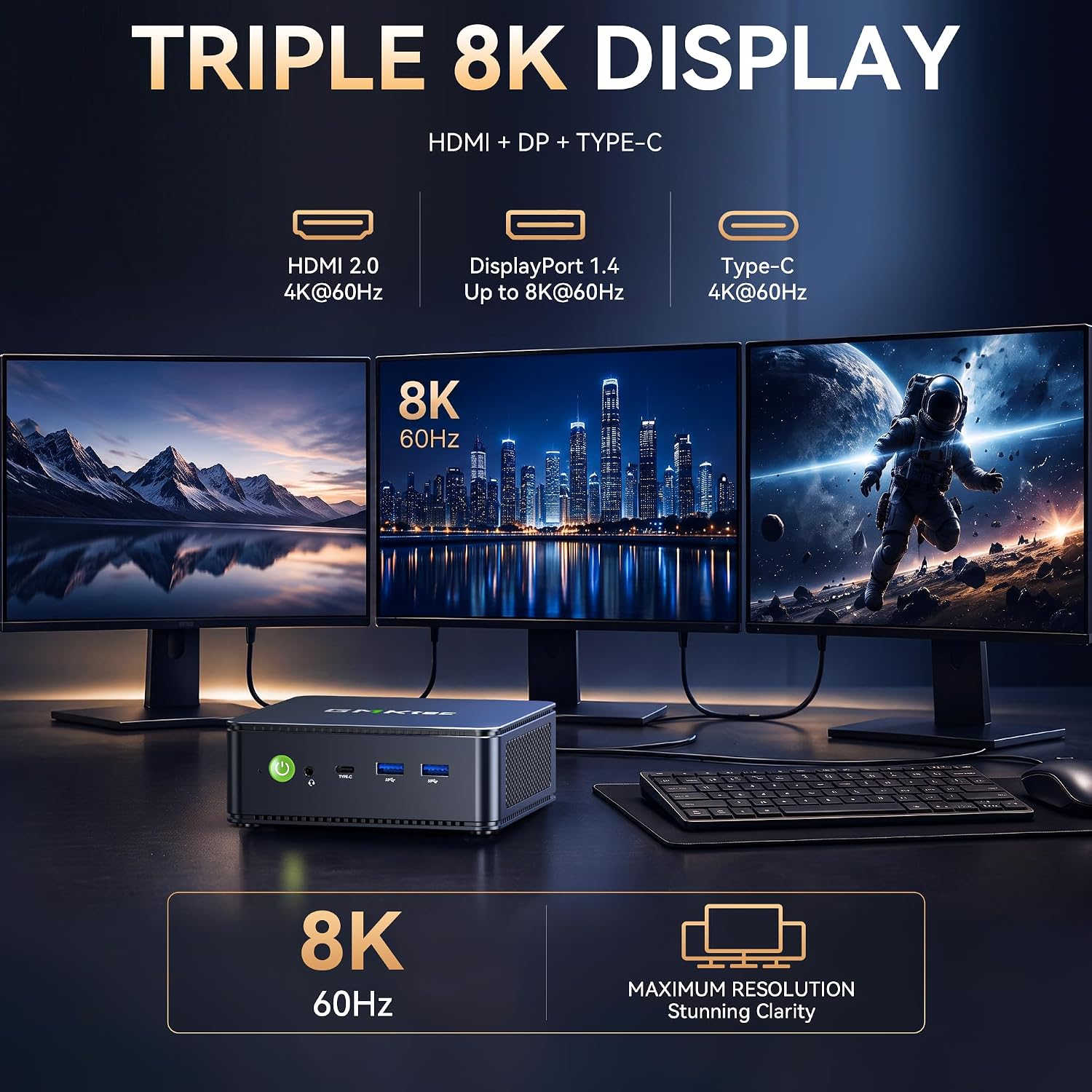 Thumbnail 6 de GMKtec M5S Mini PC, Ryzen 3 5400U, 16GB DDR4, 512GB SSD, Triple Display