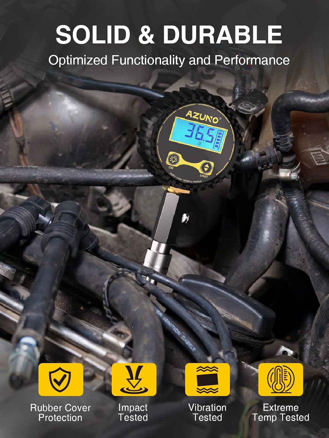 Detalle 1 de AZUNO Digital Compression Gauge, 200 PSI Gasoline Engine Tester Kit