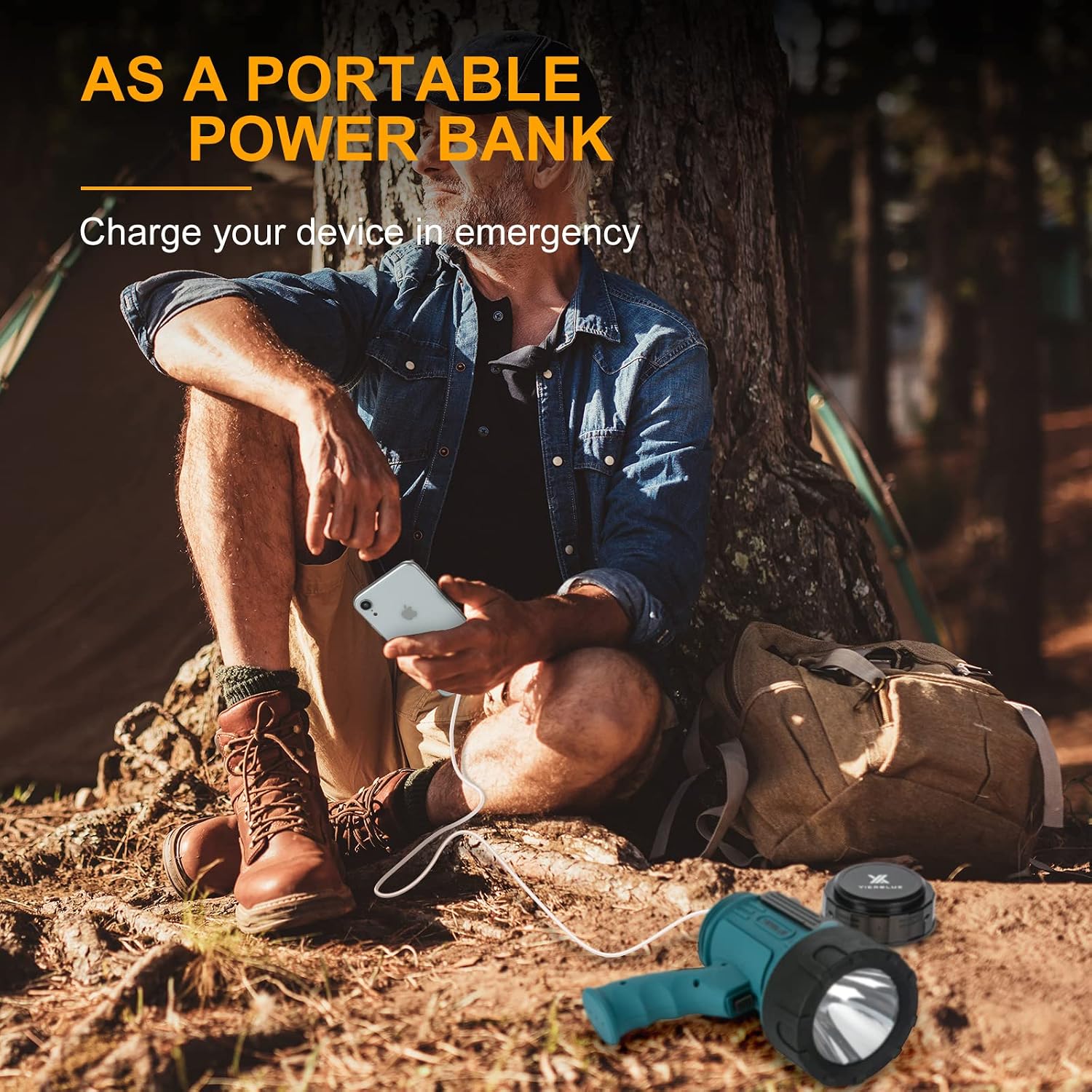 Thumbnail 6 de YIERBLUE YBN-20000B Rechargeable Spotlight with Foldable Stand, Red Filter & IP67