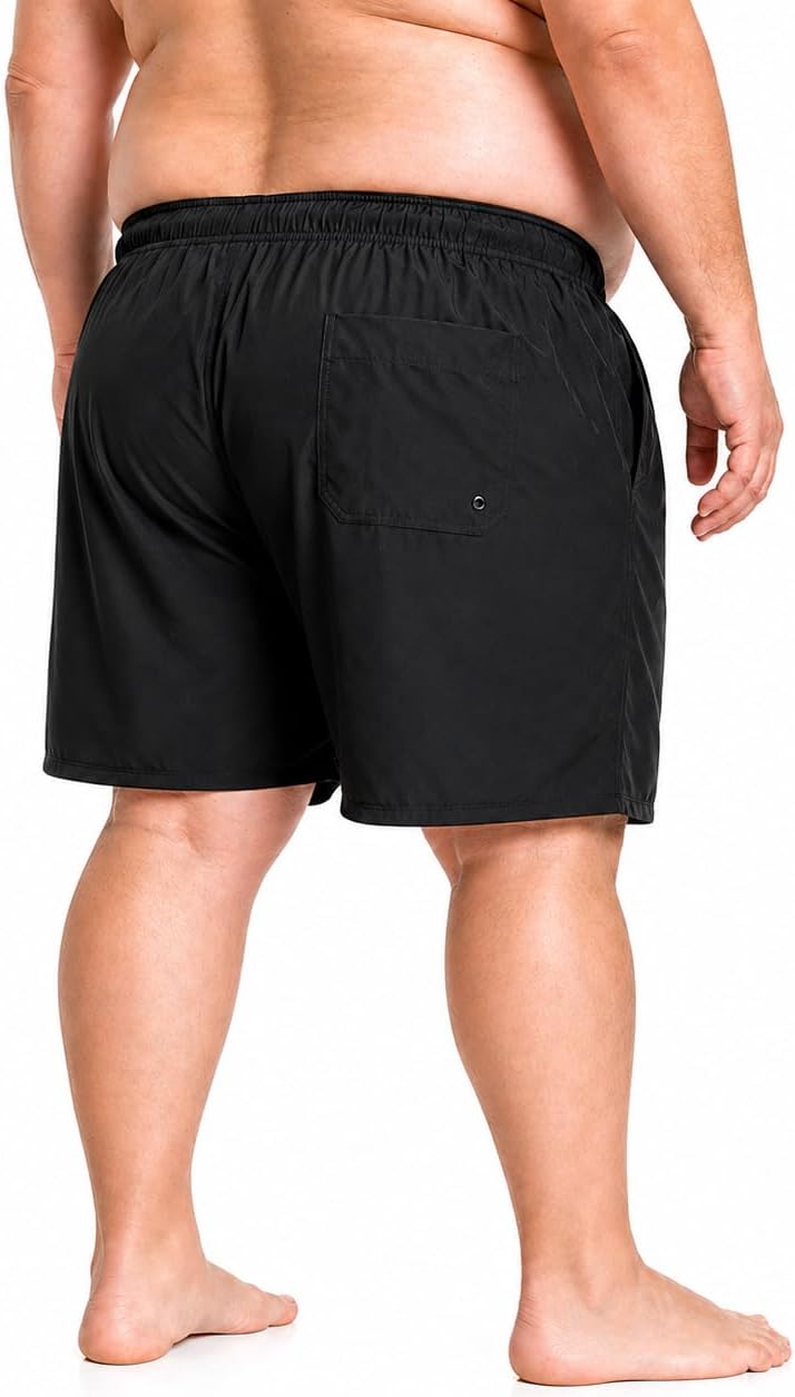 Detalle de TTZ Mens Big and Tall Swim Trunks 9-Inch Inseam, Quick-Dry with Zipper Pockets (2X–6X)