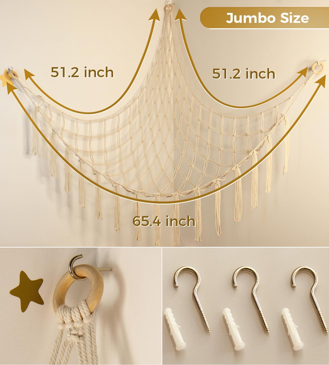 Thumbnail 2 de mirolam Stuffed Animal Storage Hammock – Large Knit Toy Net for Plushies