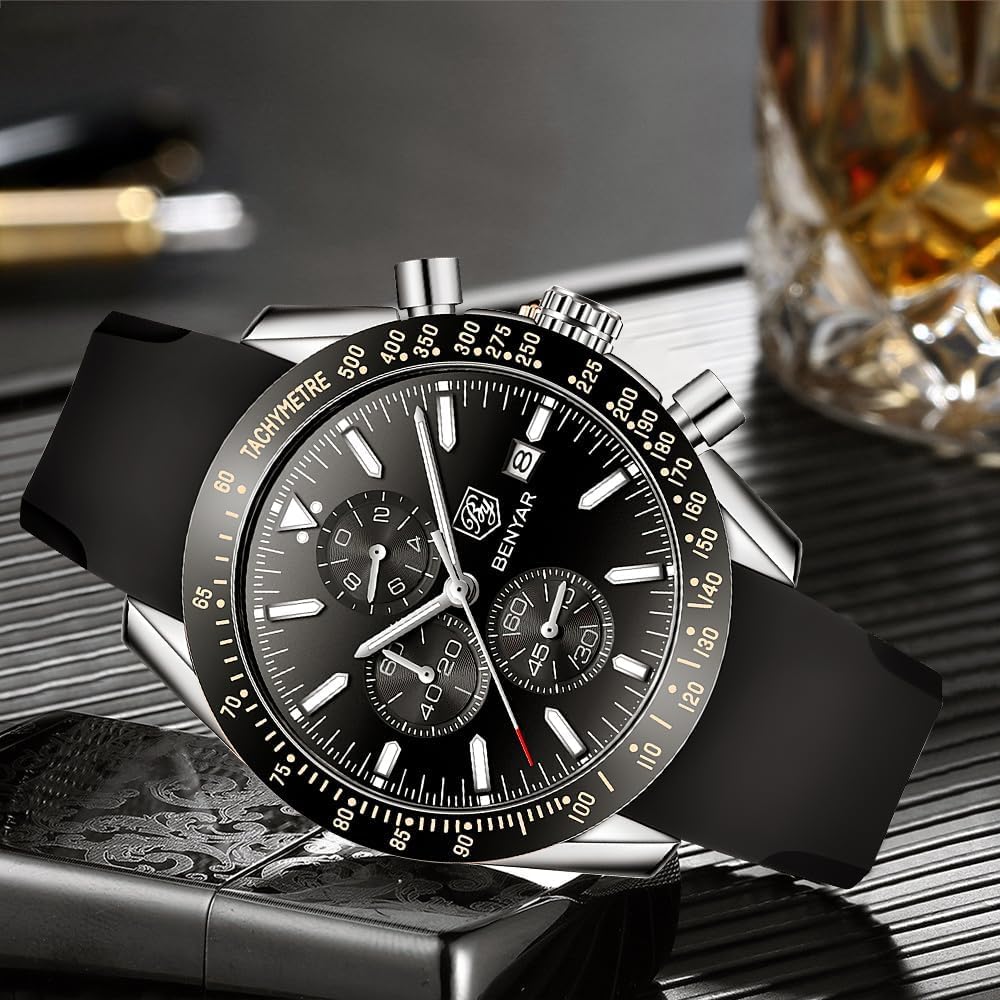 Thumbnail 3 de BY BENYAR Herrenuhr Chronograph Braun Leder