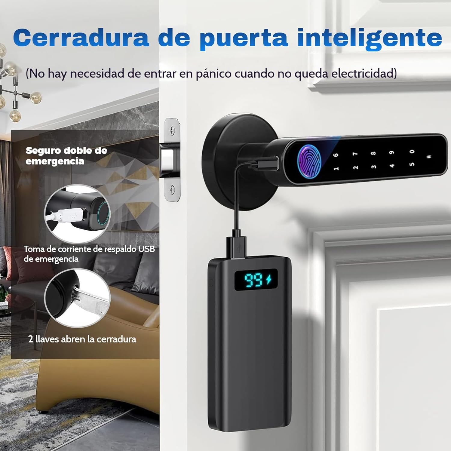 Thumbnail 5 de TEKXDD Cerradura Inteligente de Huellas 6 en 1