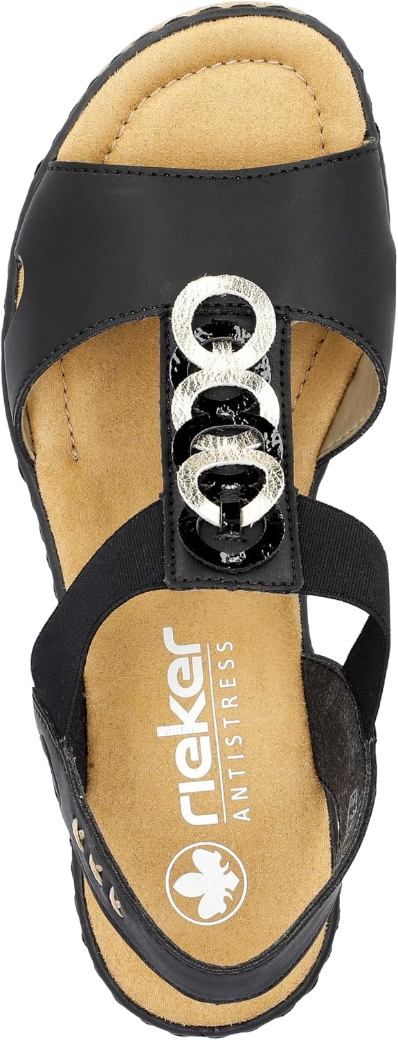 Detalle de Rieker Damen 67498 Sandale – bequeme Sandalette für den Sommer