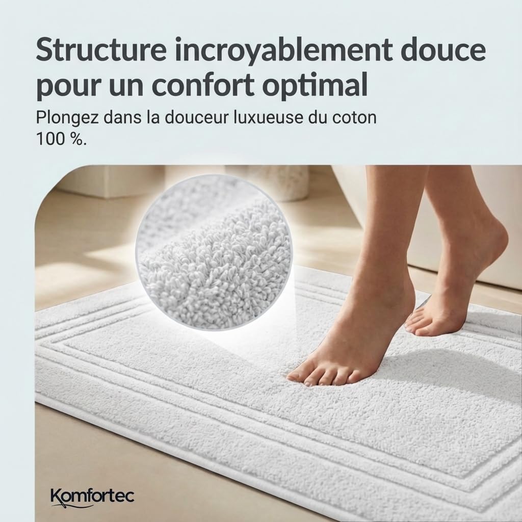 Detalle 2 de Komfortec Lot de 2 Tapis de Bain 50 x 70 cm