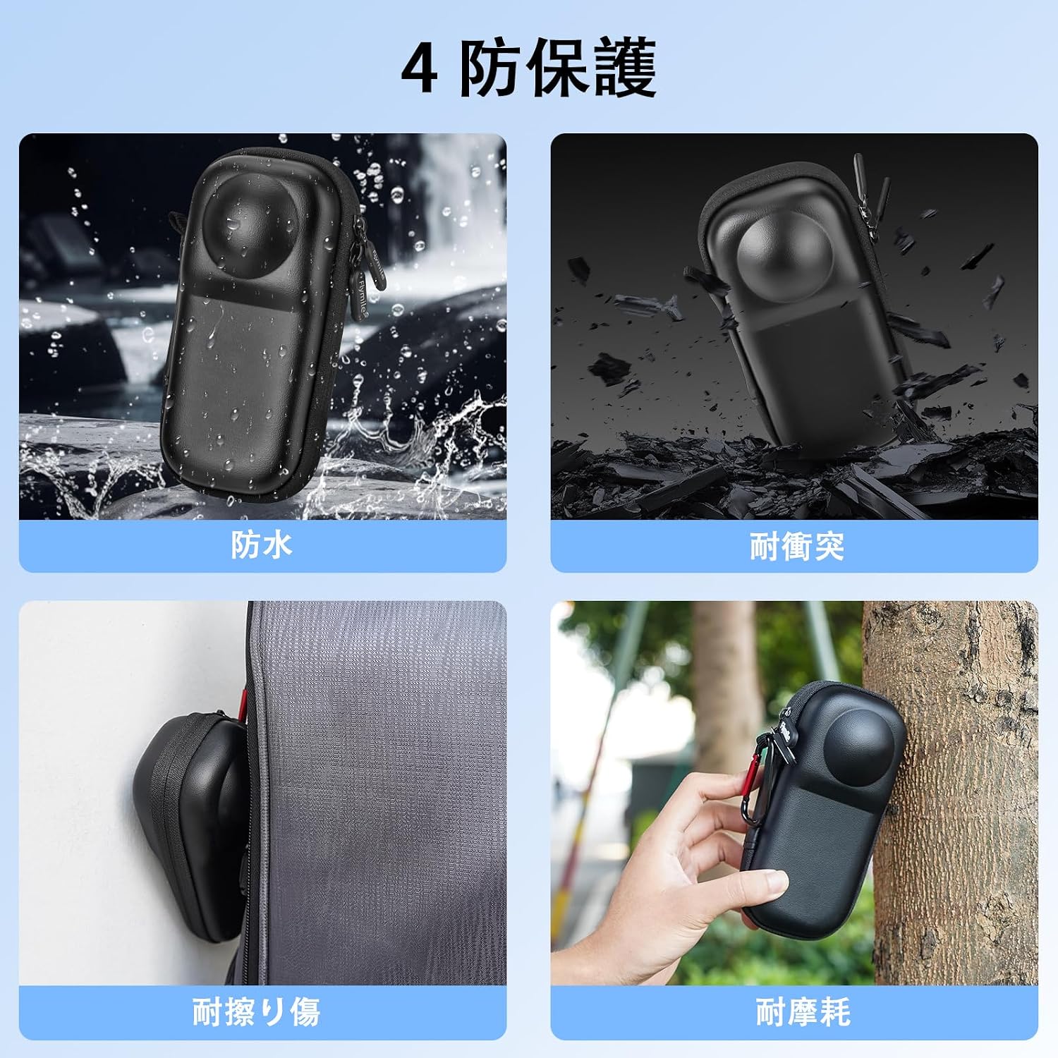 Detalle de BRDRC Insta360 X5・X4用ポータブルケース ケージ・レンズキャップ収納対応