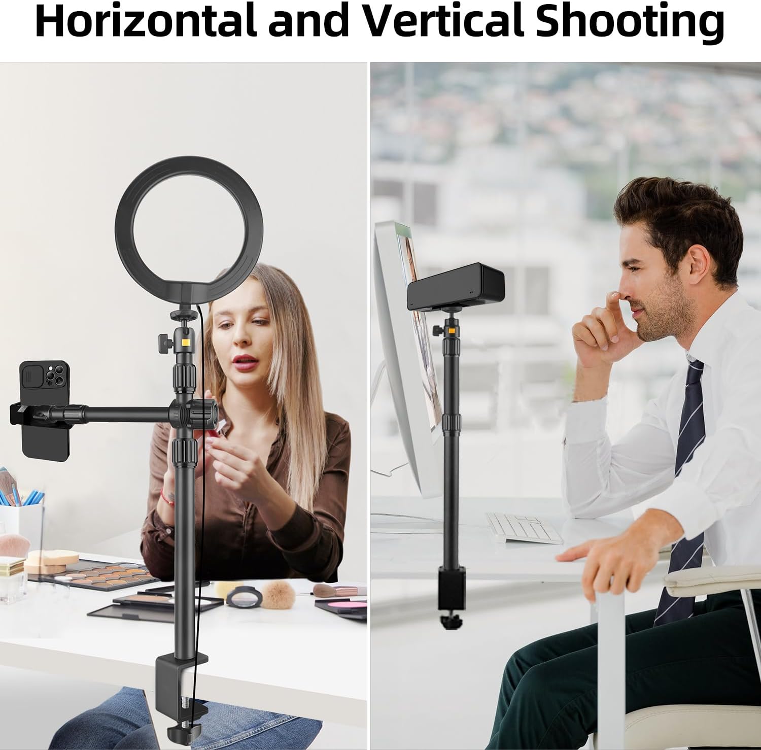 Detalle 2 de JEBUTU OS03 Overhead Camera Mount with Adjustable Desk Clamp & 360° Ball Heads