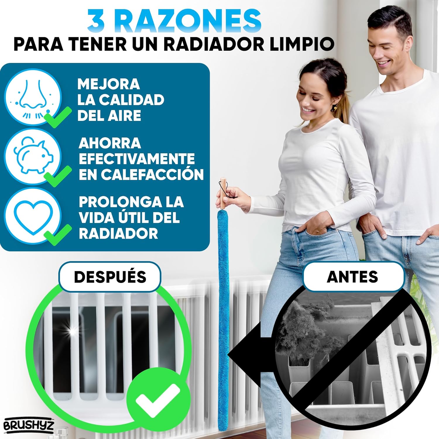Detalle de BRUSHYZ Cepillo para radiadores 115 cm