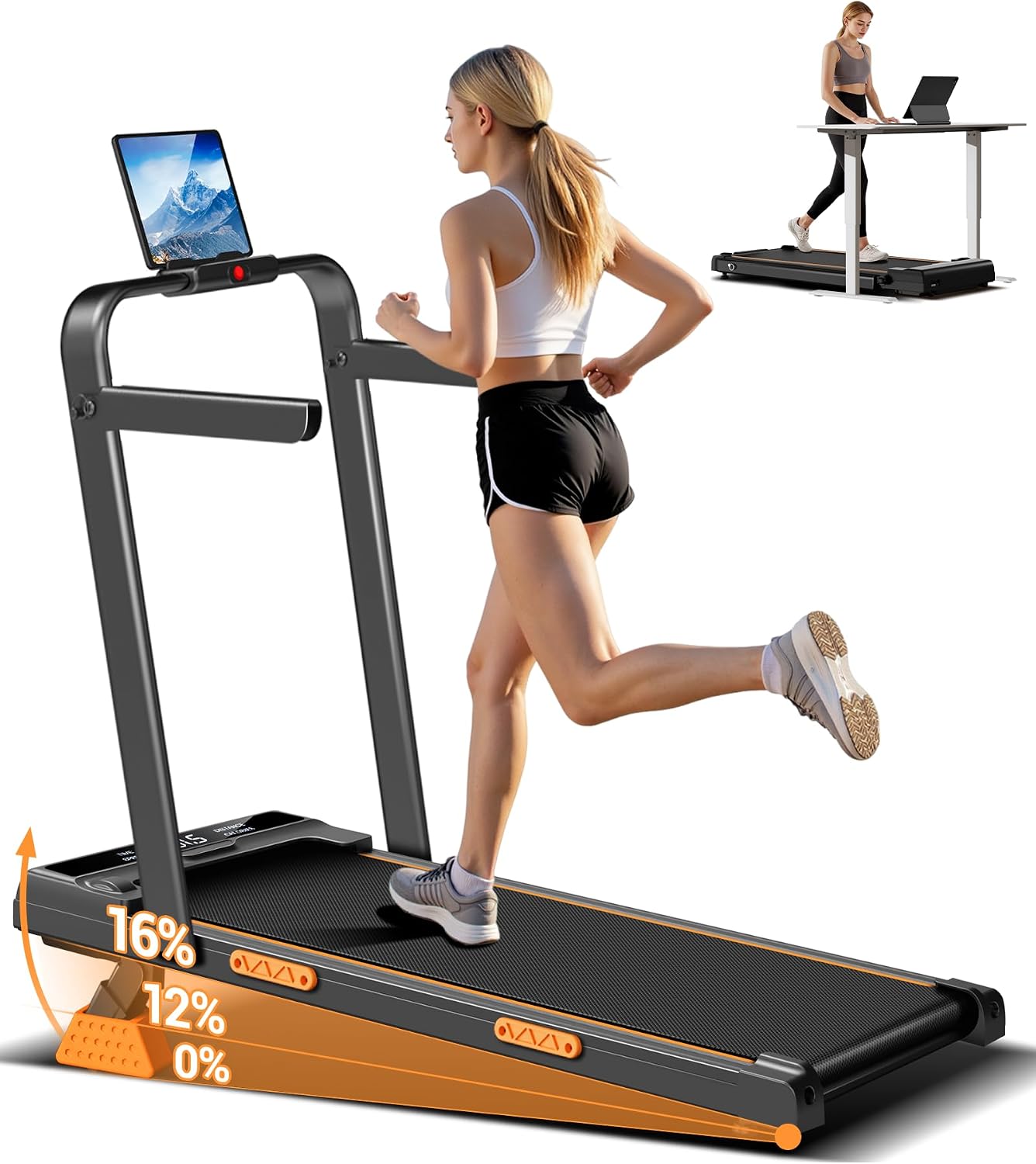 Detalle de LONTEK Tapis de Marche Pliable Inclinable 3.0HP – Confort et rangement pensé pour le quotidien