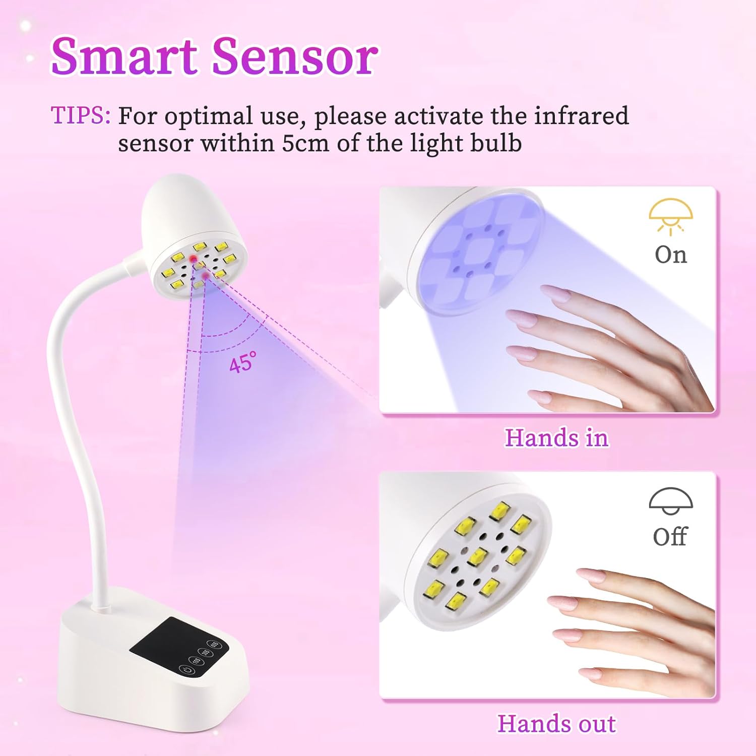 Detalle de ANGNAY Portable Nail Lamp with Smart Auto Sensor & Display – 27W