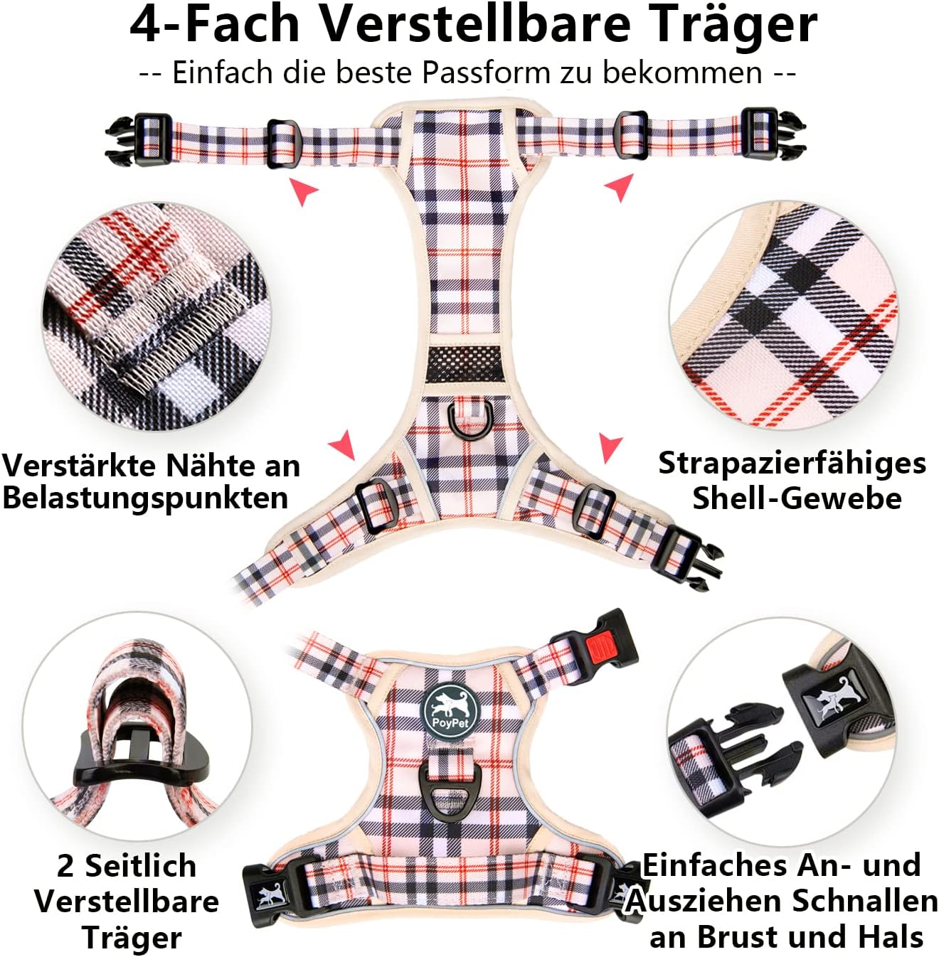 Thumbnail 4 de PoyPet Keine Pull Hundegeschirr Front Reflektierend S