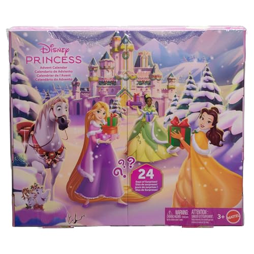 Detalle de Mattel JFG79 Calendario de Adviento Disney Princesas, 24 sorpresas y 3 muñecas