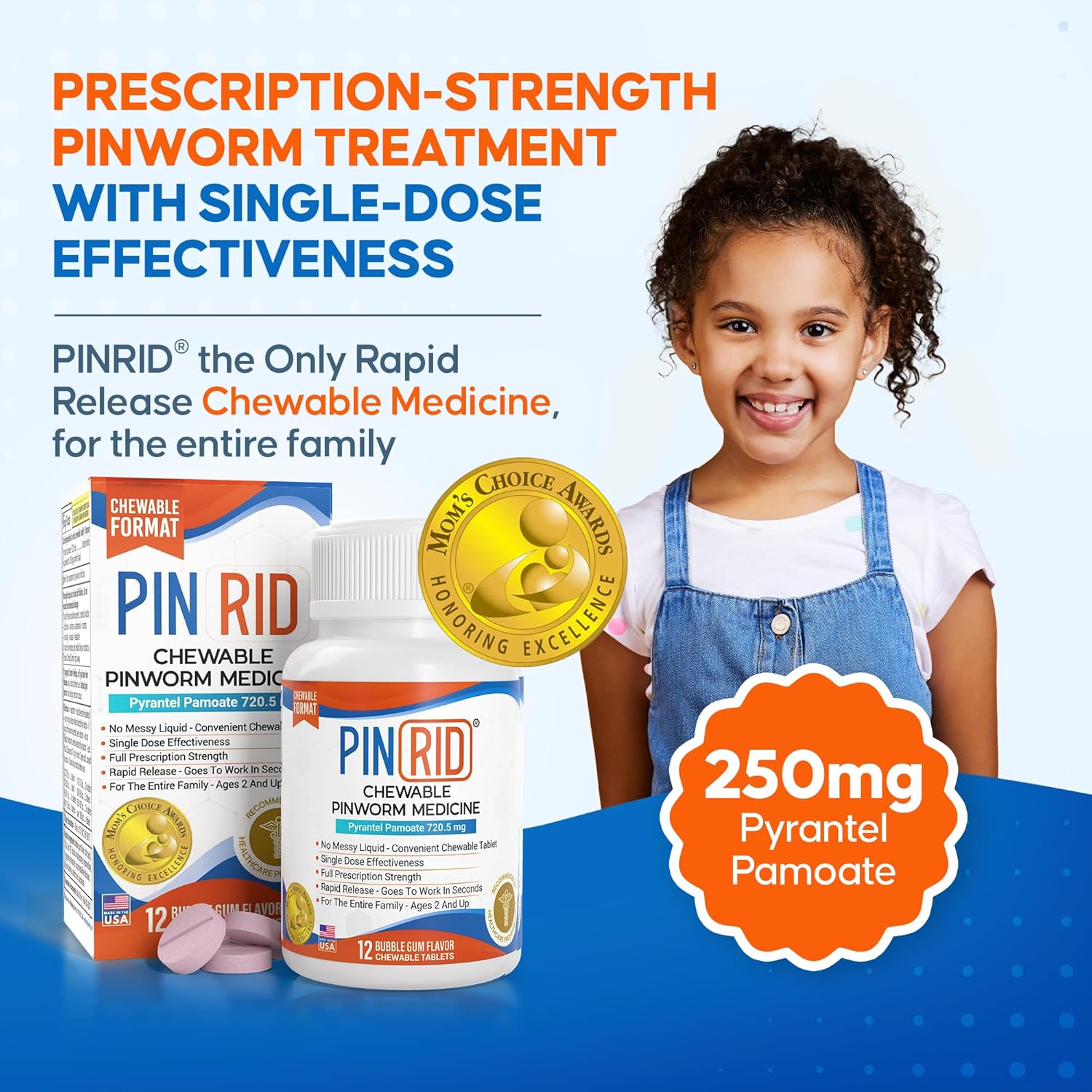 Detalle de PIN RID 821002 Pyrantel Pamoate 250 mg Chewable Pinworm Medicine, 12 Count