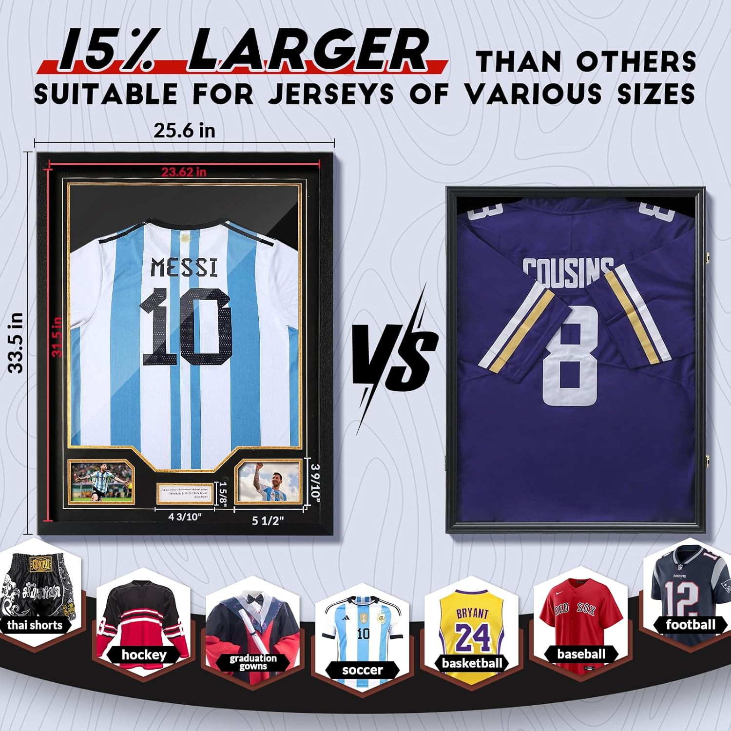 Detalle 2 de JupDec Jersey Frame Display Case 33.5x25.6 in