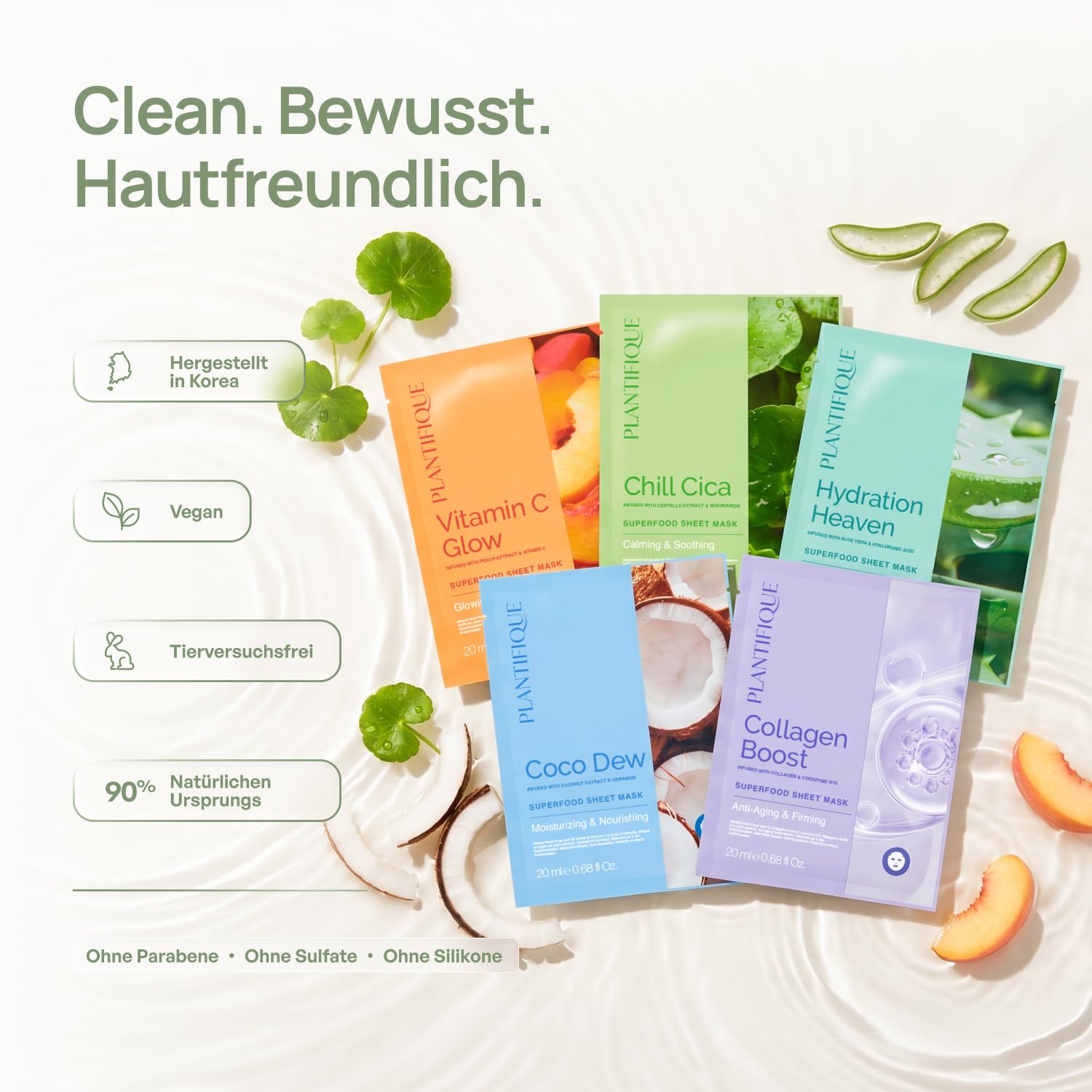 Thumbnail 6 de PLANTIFIQUE Koreanische Gesichtsmaske 5-Pack – Hydrierende Masken mit Superfoods & Hyaluronsäure