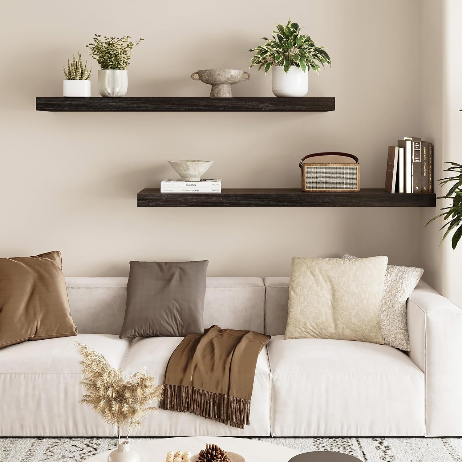 Thumbnail 1 de Fixwal Floating Shelves for Wall (Set of 2) - 35.4" Long Heavy-Duty Black Woodgrain Wall Shelves