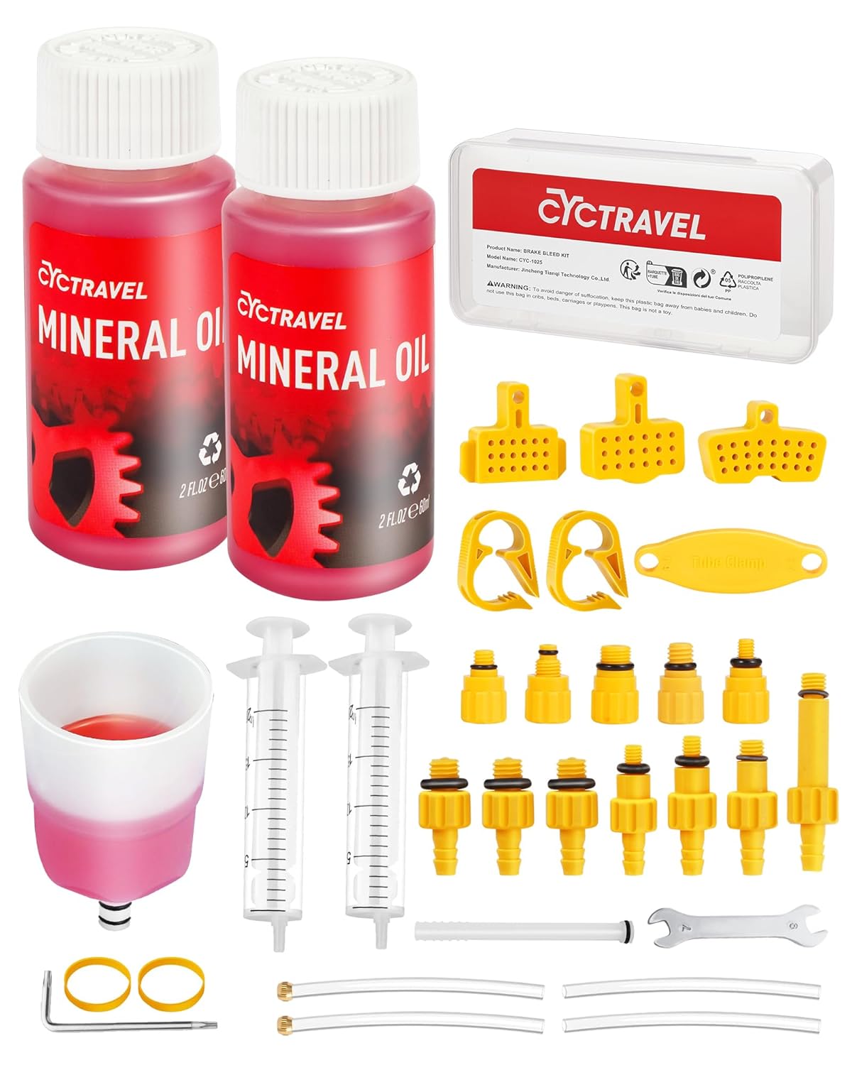 Detalle de CYCTRAVEL Kit Purge Frein – Kit purge hydraulique VTT, 120 ml d’huile minérale, pour SHIMANO/TEKTRO/MAGURA