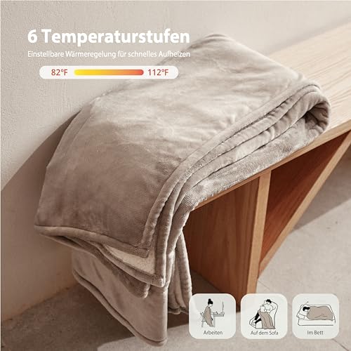 Thumbnail 2 de GOTCOZY Manta Eléctrica Grande 130x180 cm - Manta Térmica Suave y Sedosa con 6 Niveles de Calor y Temporizador de Apagado Automático 10 Horas, para Hogar y Oficina, Lavable a Máquina (Gris)
