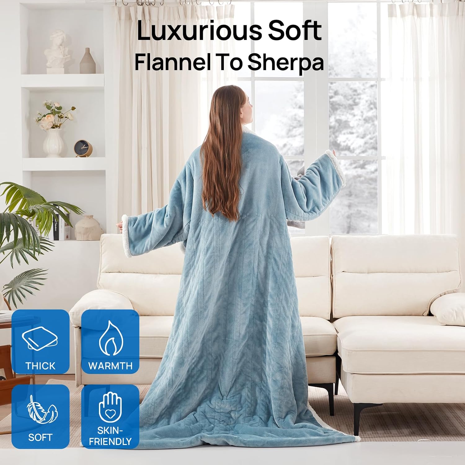 Thumbnail 5 de Westinghouse KTHT-QCHVS-FS Wearable Heated Blanket, 6 Heat Levels, Foot Pocket