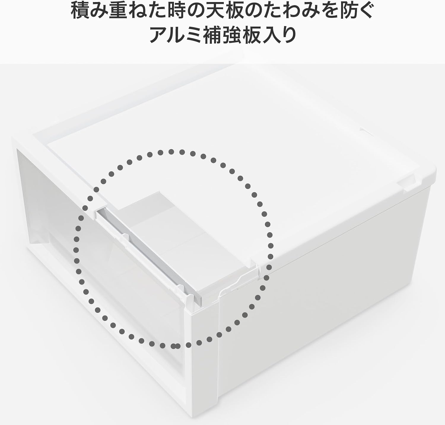 Detalle de 天馬 フィッツケースマルチ 40-40S 引き出し収納ケース 幅40×奥行40×高さ20cm ホワイトクリア